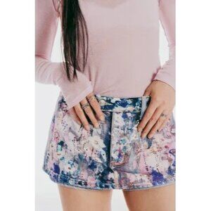 Free People Galivanting Low Rise Short Mini Skirt Skort Womens 28 Y2K Painted